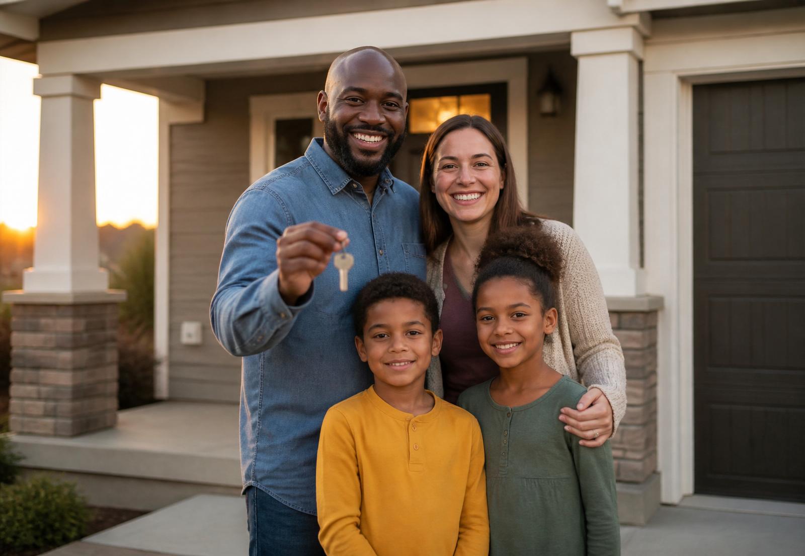 Kansas City family holding the keys to their new home
